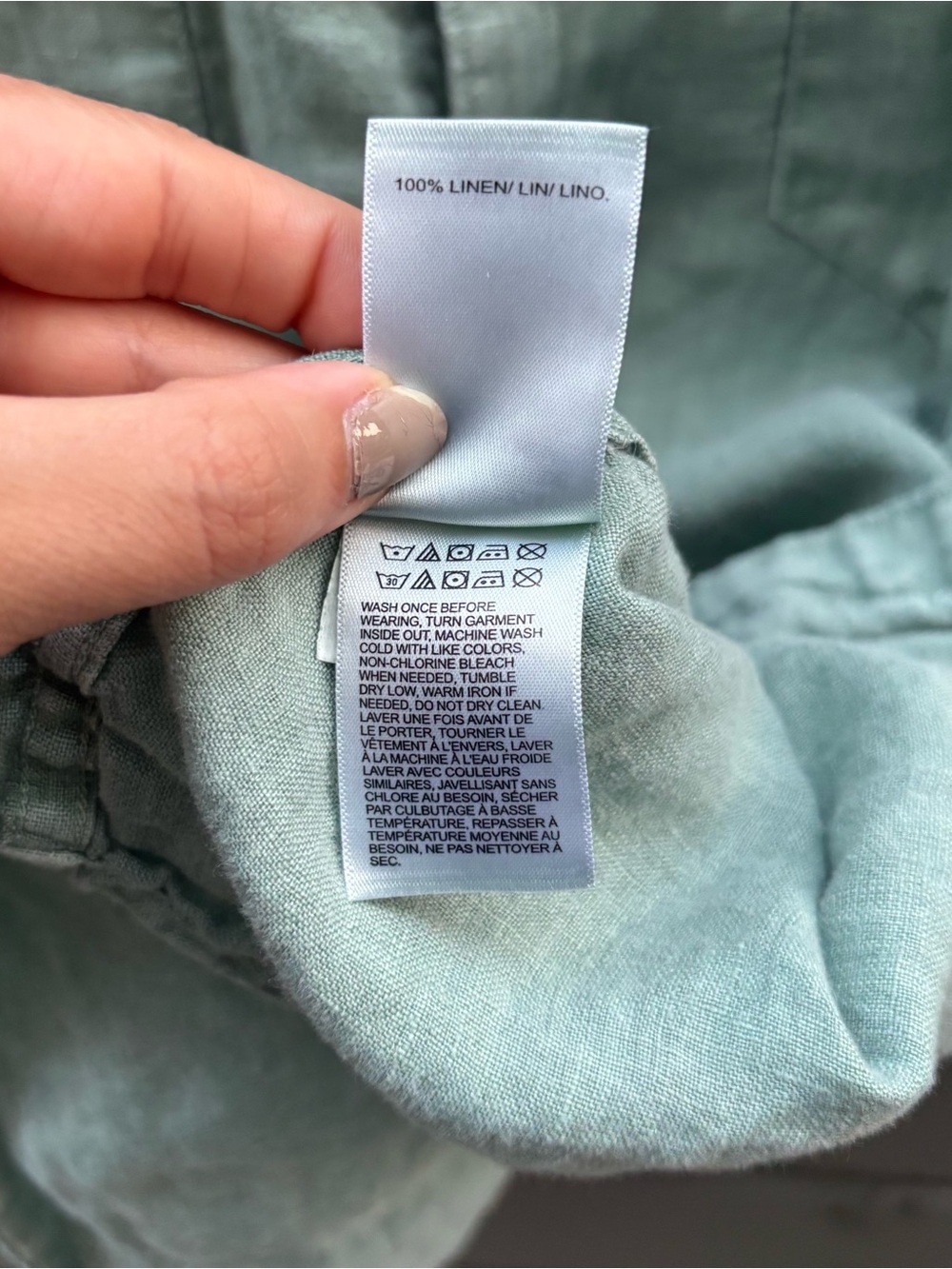 Lucky Brand 100% Linen Western Snap Button Shirt Seafoam Green Size Large - Picture 4 of 8